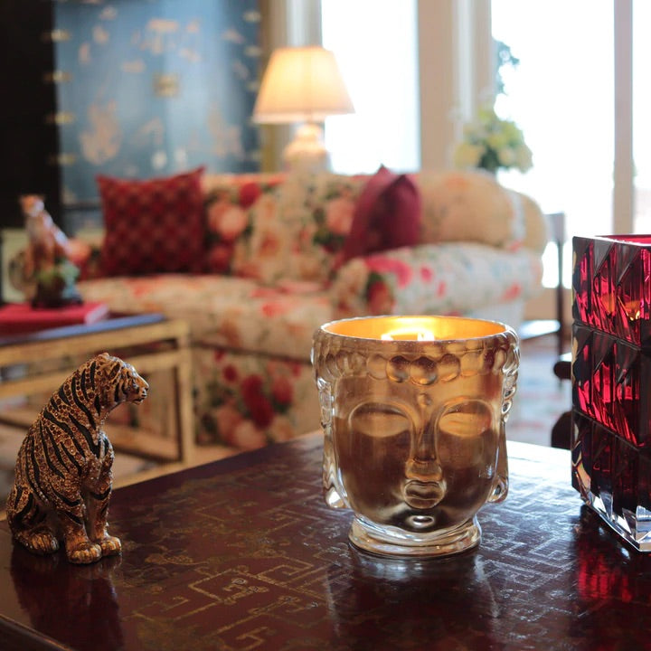 Croesus | Clear Glass Buddha Candle Lined with 24K Gold
