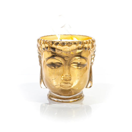 Croesus | Clear Glass Buddha Candle Lined with 24K Gold