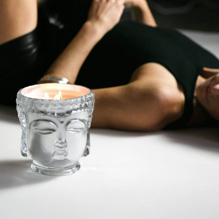 Supernova | Clear Glass Buddha Candle Lined with Pure Silver